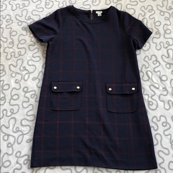 J. Crew Dresses & Skirts - J.Crew Window Pane Plaid Pocket Shift Dress